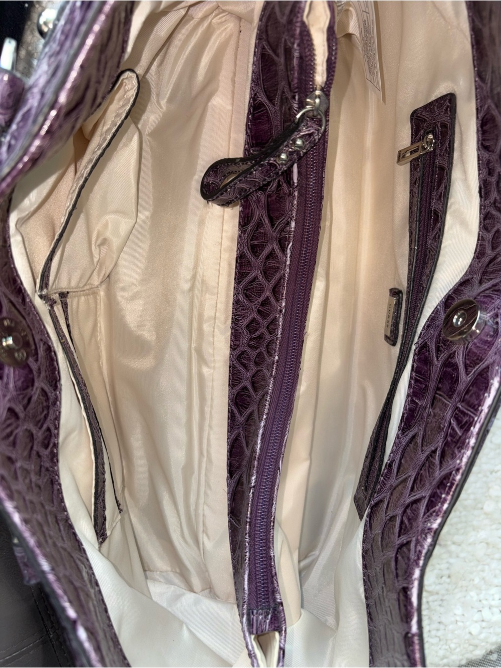 Vintage Y2K GUESS Purple Plum Croc Satchel Shoulder Bag Large G Charm Rare 2000s - Picture 3 of 14
